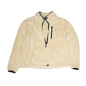 Womens - PINK - Pullover - Jacket: Half Zip - Small Ivory   Fleece